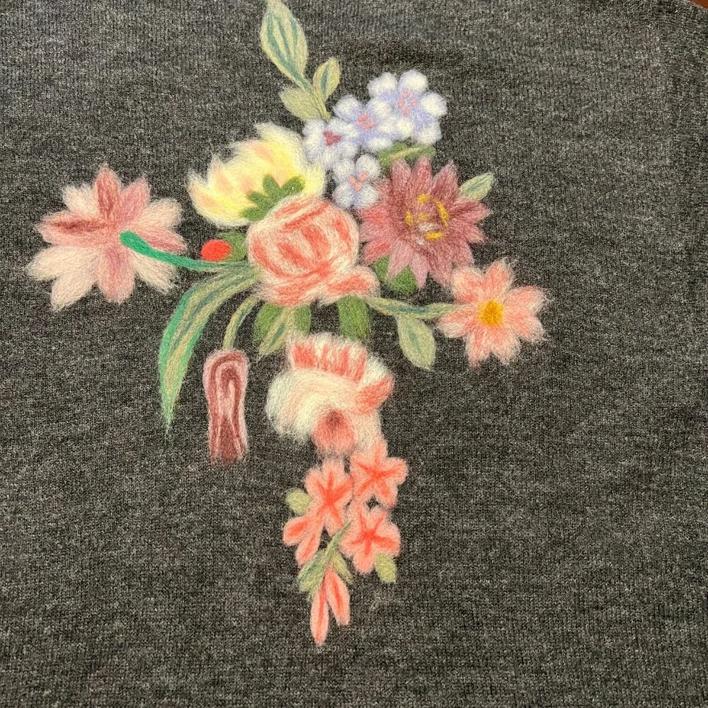 Felted Floral design Cardi by Saccharine of New York size L - Picture 4 of 11